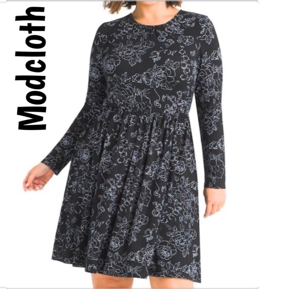 Modcloth Black Floral Dress
